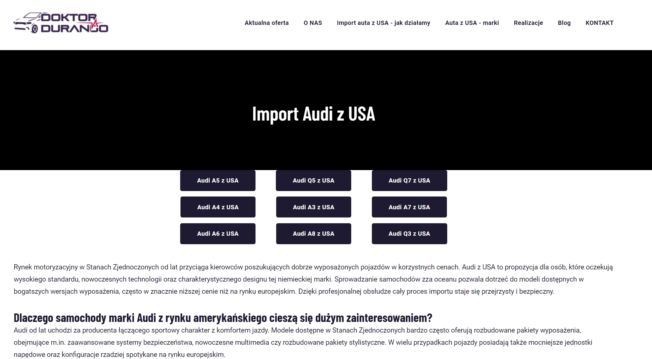 Czym różni się import Audi z USA od zakupu tego samego modelu w Europie pod względem specyfikacji i wyposażenia?