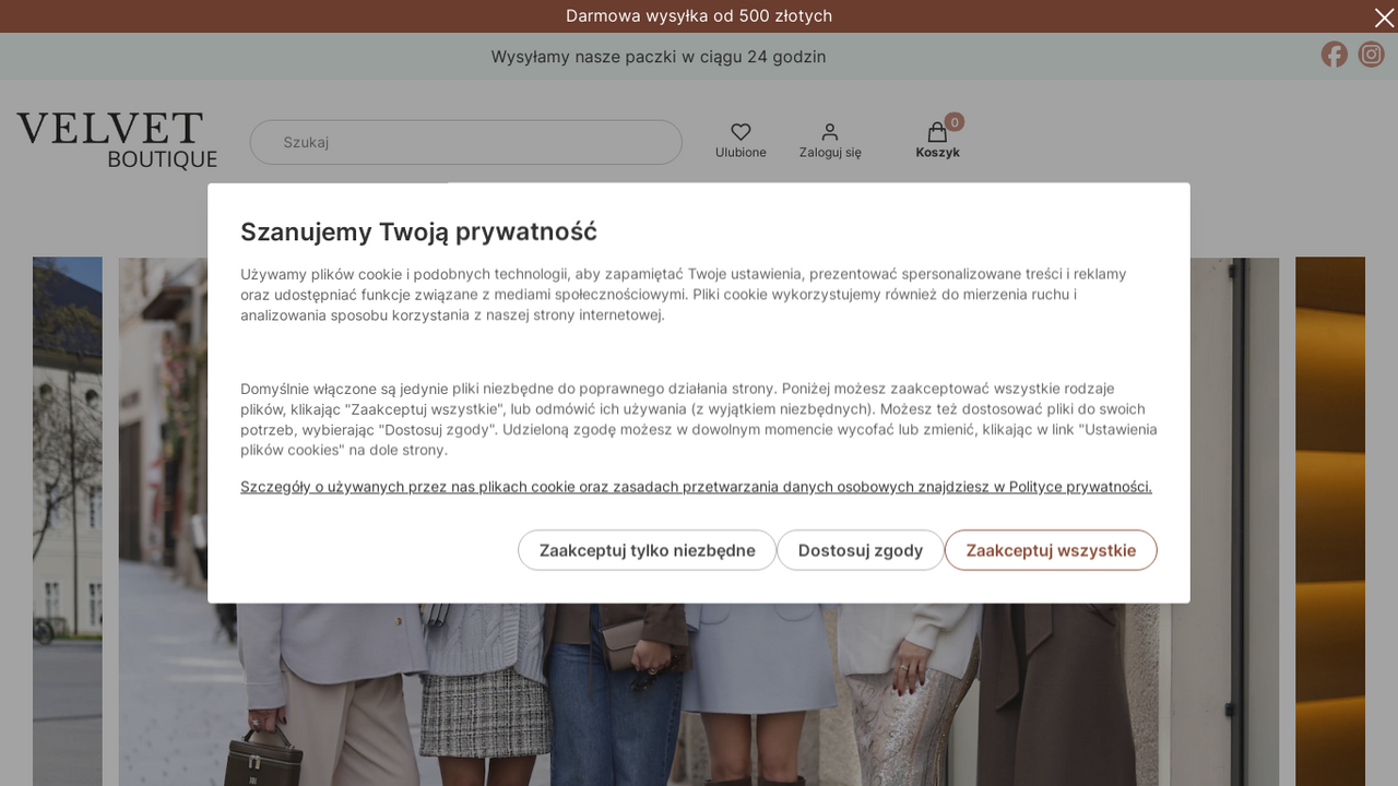 Zrzut strony Sklep odzieżowy z markami premium Velvet Boutique Premium