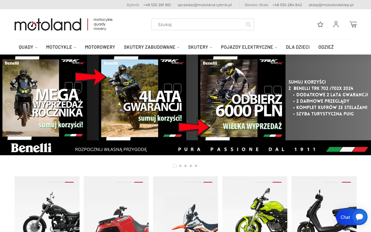 Zrzut strony Internetowy sklep motocyklowy | MotoLand
